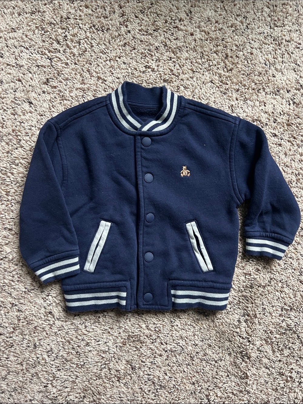 BabyGap Navy Kids Varsity Jacket with Striped Trim, 18-24 months